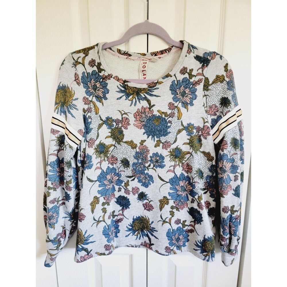 Anthropologie Dolan S Tagawa Floral Pullover Sweatshirt Small‎ Fleece Terry